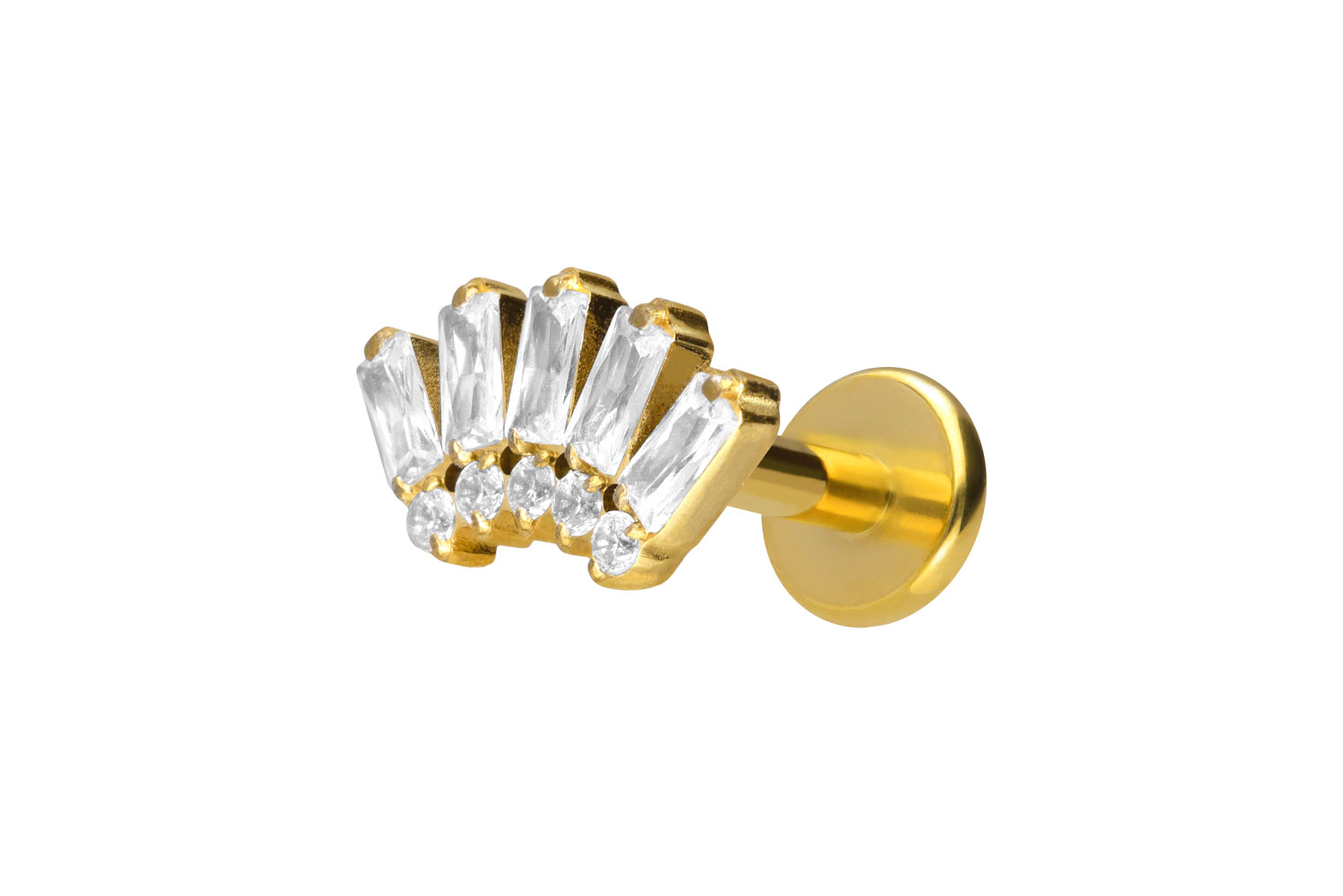 Titan Labret Piercing mit Innengewinde 10 EINGEFASSTE KRISTALLE